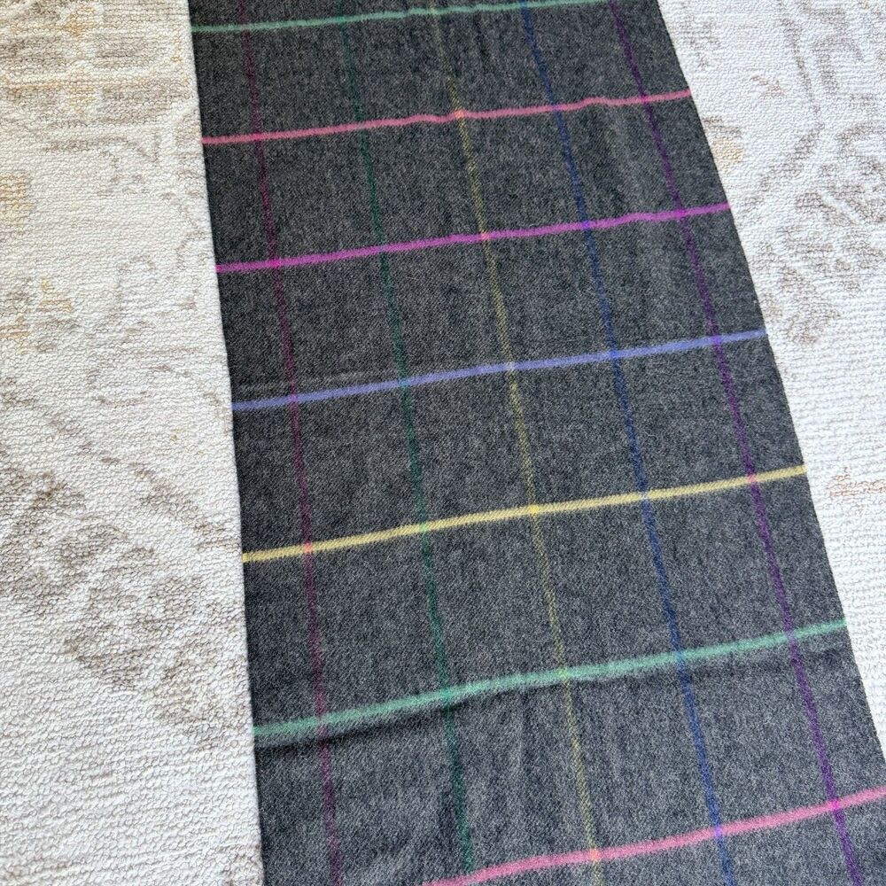 vintage lambswool scarf plaid multi color made in germany